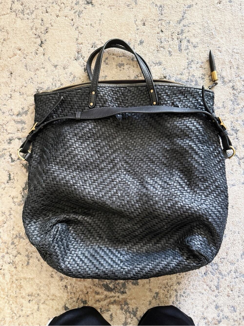 Kempton & Co Woven Leather Morleigh Foldover Tote